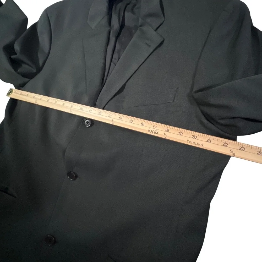Hugo Boss Blazer Mens 42R Gray Pinpoint Super 100 Wool 3-Button Suit Coat Jacket